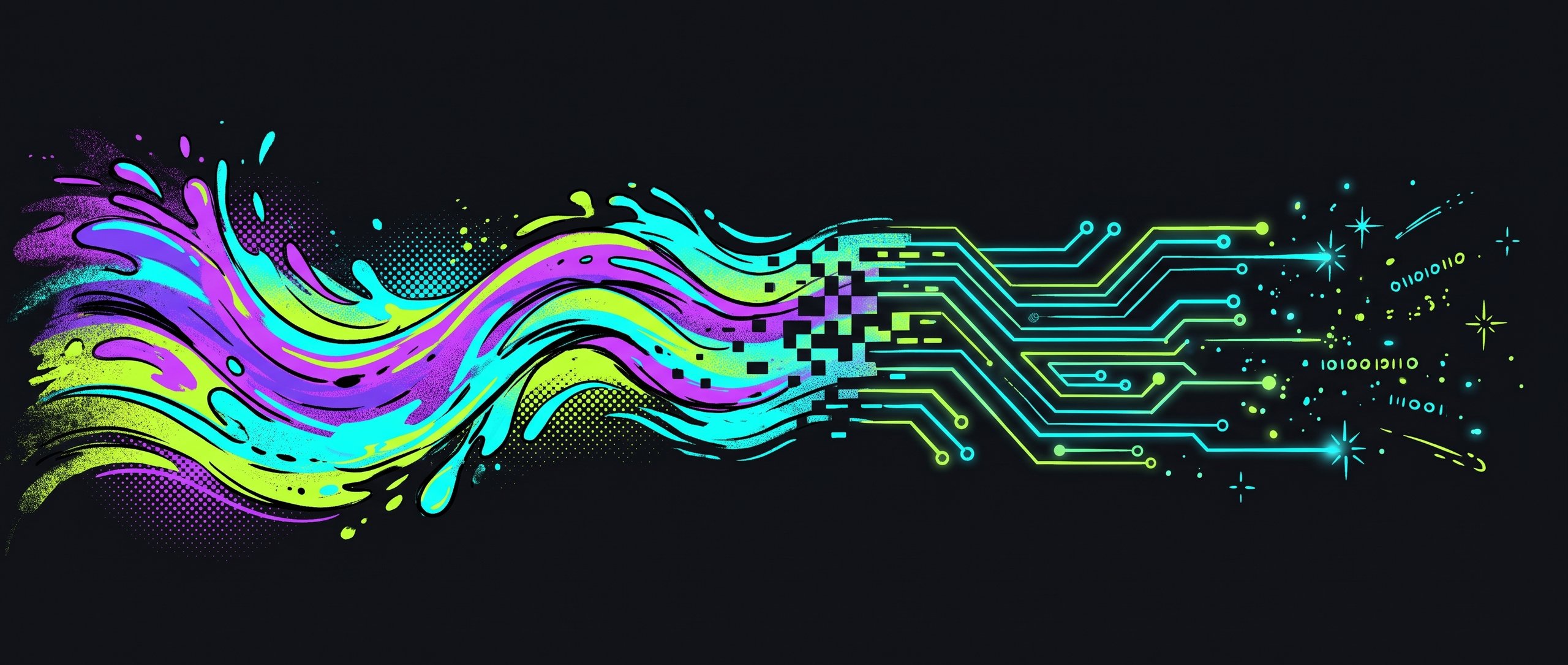 Animated Neon Wave & Circuit Divider